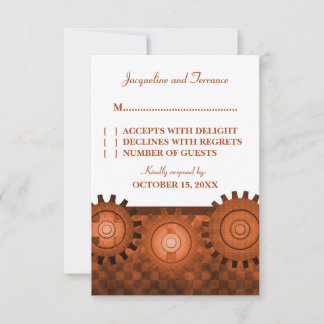 Steampunk Gears RSVP Card, Orange Card