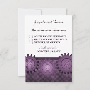 Steampunk Gears RSVP Card, Purple Card
