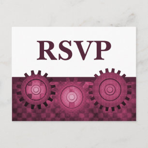 Steampunk Gears RSVP Postcard, Pink Invitation Postcard