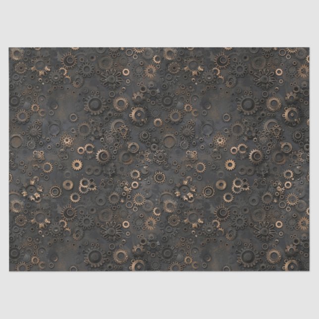 Steampunk Gears, Rusty Metal Pattern for Decoupage Tissue Paper (Front)