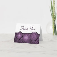 Steampunk Gears Thank You Card, Purple