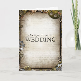 Steampunk Gears Wedding Invitation Greeting Cards