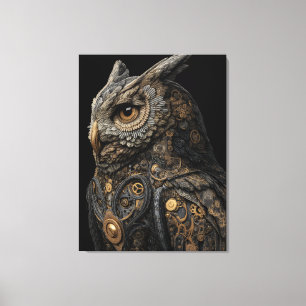 Steampunk Gearwork Owl Canvas Print