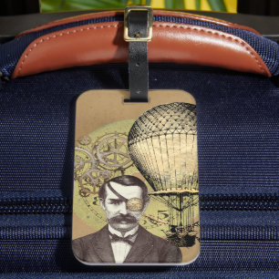 Steampunk Gentleman Collage Luggage Tag