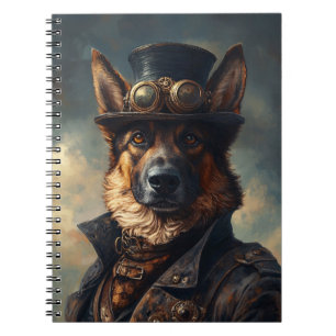 Steampunk German Shepherd Dog in Top Hat Notebook