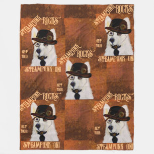 Steampunk German Shepherd  Fleece Blanket