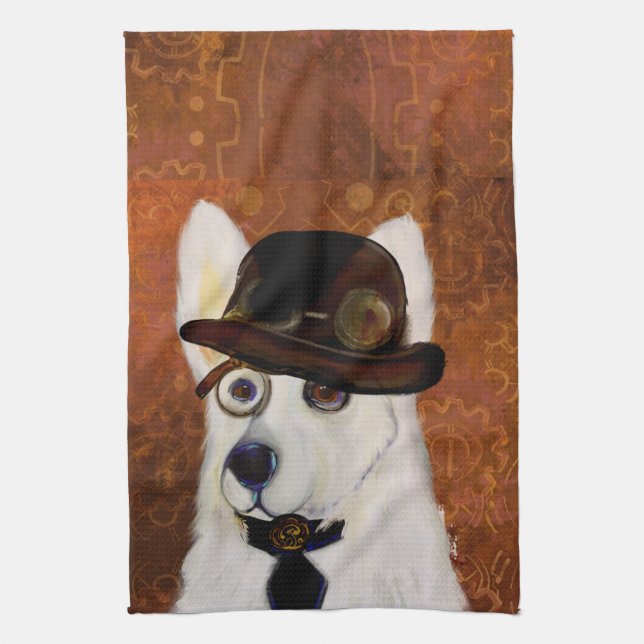 Steampunk German Shepherd       Kitchen Towel (Vertical)