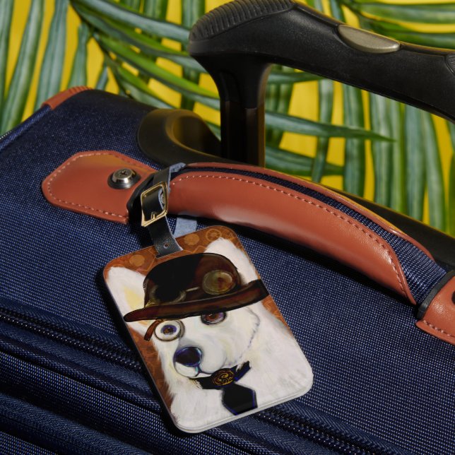 Steampunk German Shepherd     Luggage Tag (Front Insitu 1)