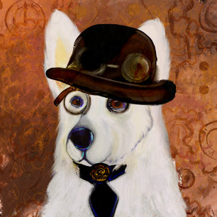 Steampunk German Shepherd Square Sticker