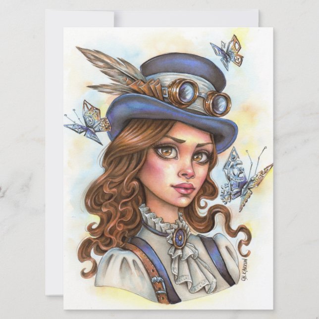 Steampunk Girl Fantasy Female Magician Art Card (Front)