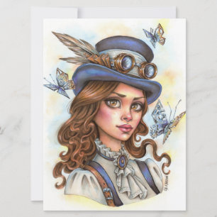 Steampunk Girl Imaginaire Femme Magicien Carte d'a