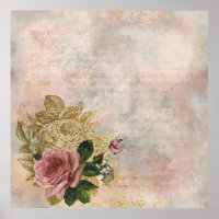 Steampunk Glam | Pink and Gold Rose Rustic Floral