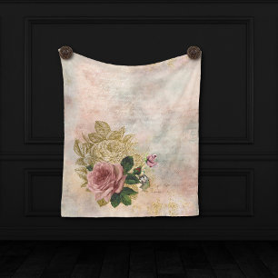 Steampunk Glam Pink and Gold Rose Rustic Floral Tapestry