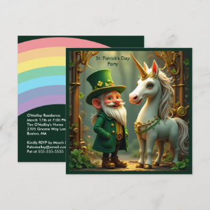 Steampunk Gnome-Leprechaun Unicorn St Patricks Day Invitation
