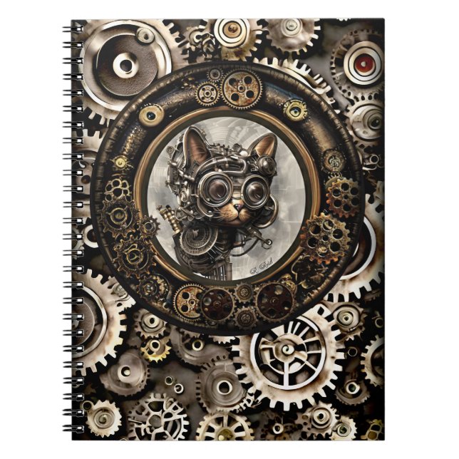 Steampunk Goggles Cat - Spiral Notebook (Front)
