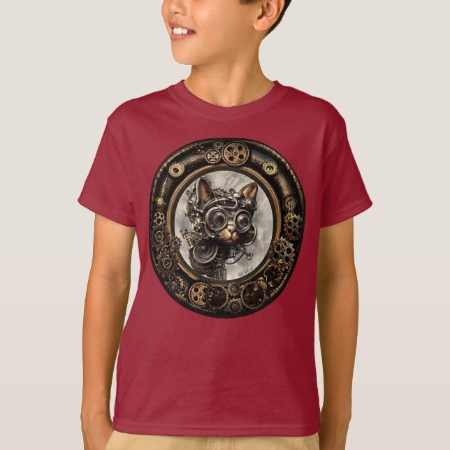 Steampunk Goggles Cat  T-Shirt (Front)