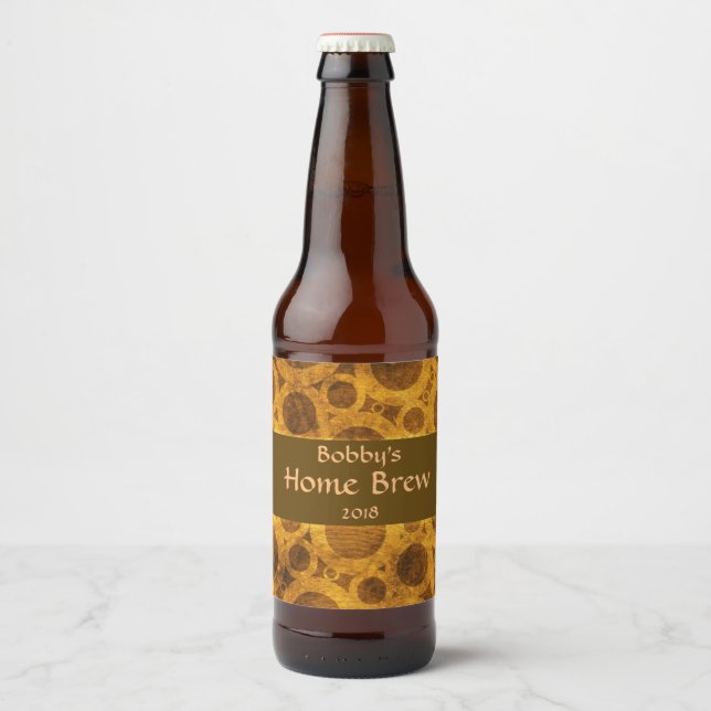 Steampunk Gold Brown Grunge Motif Bière Étiquette (Devant)