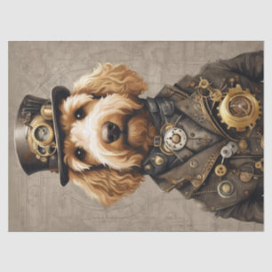 Steampunk Golden Doodle: Whimsical Decoupage  Tissue Paper