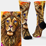 Steampunk Golden Lion with Blue Eyes Socks<br><div class="desc">Steampunk Golden Lion with Blue Eyes Socks - - see more great sock designs in my store.</div>