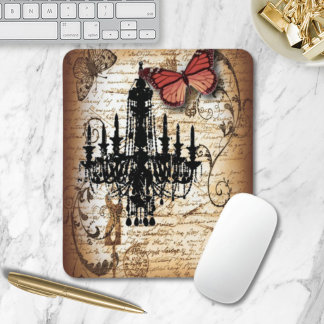 steampunk goth butterfly paris vintage chandelier mouse pad
