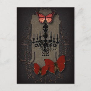steampunk goth butterfly paris vintage chandelier postcard