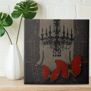 steampunk goth butterfly paris vintage chandelier tile