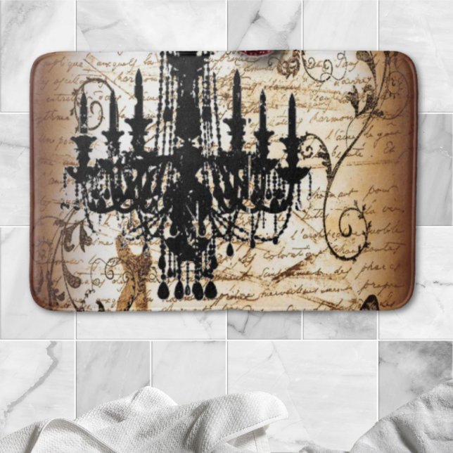 steampunk goth scripts paris vintage chandelier bath mat (steampunk goth scripts paris vintage chandelier bath mat)