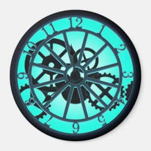 Steampunk Gothic Ironwork Clock With Visible Gears Magnet