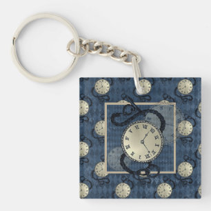 Steampunk gothic punk clocks & skulls  keychain