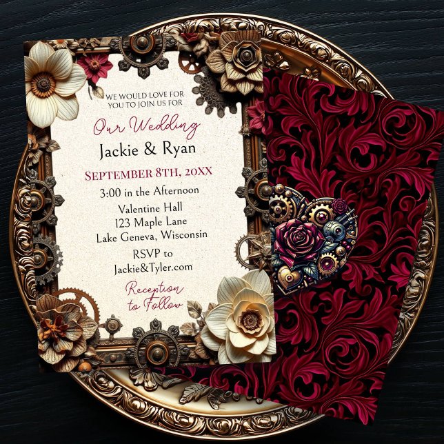 Steampunk Gothic Themed Wedding Invitation (Creator Uploaded)