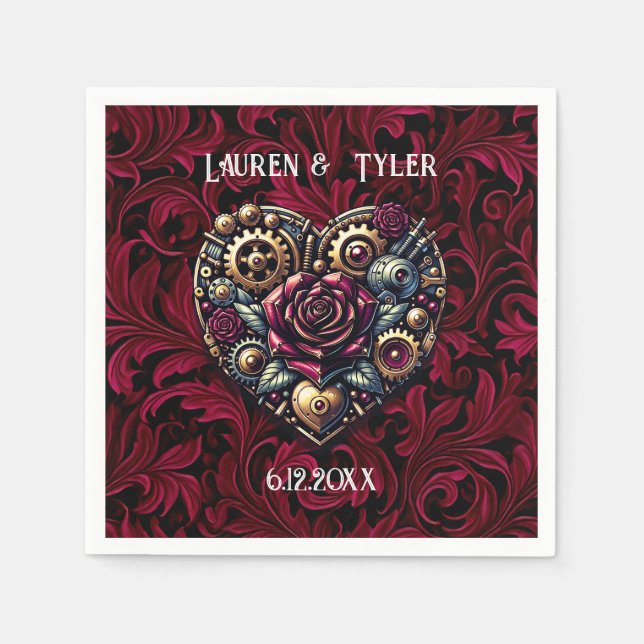 Steampunk Gothic Themed Wedding  Personalized Napkin (Front)