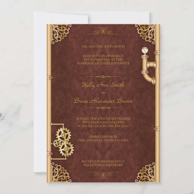Steampunk Grande Invitation rectangulaire (Devant)