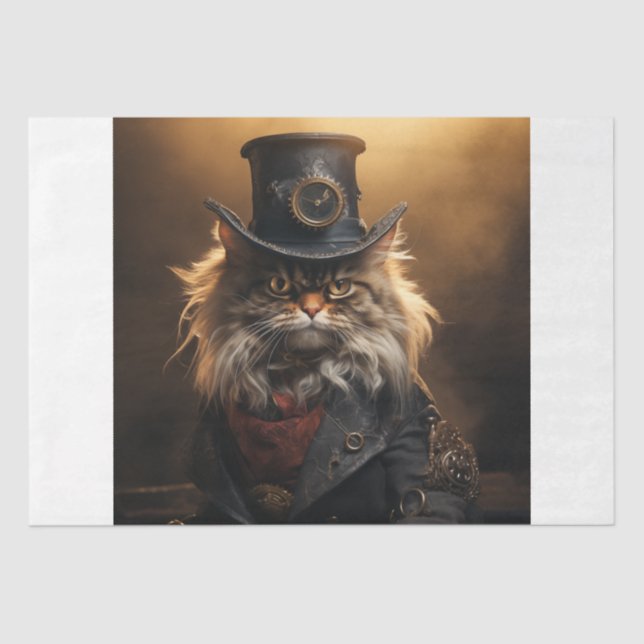 Steampunk Grumpy Cat Tissue Paper (Front)