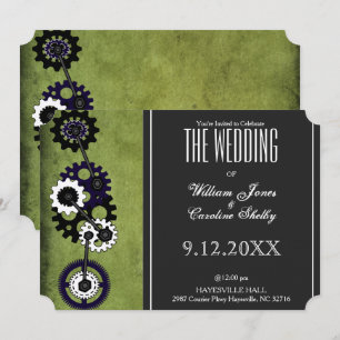 Steampunk grunge embraye le faire-part de mariage