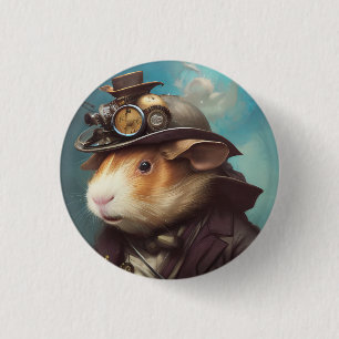 Steampunk Guinea Pig 1 Inch Round Button