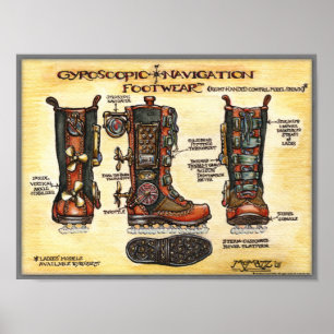 Steampunk Gyroscopic Navigation Footwear Print