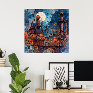 Steampunk Halloween Art Poster