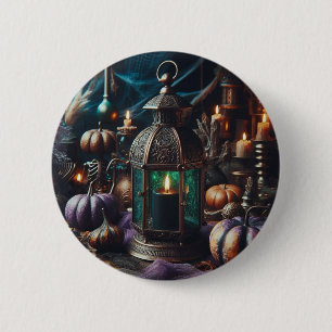 Steampunk Halloween Clockwork Black Lantern 2 Inch Round Button