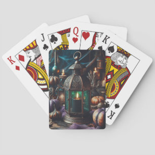 Steampunk Halloween Clockwork Black Lantern Playing Cards
