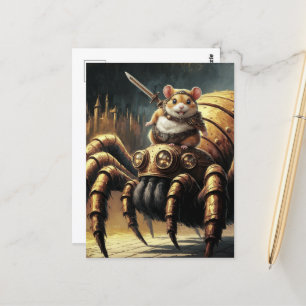 Steampunk Hamster and Spider Postcard