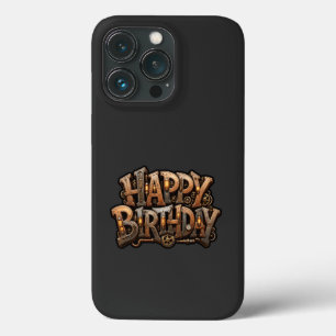 Steampunk happy birthday lettering iPhone 13 pro case