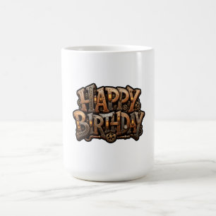Steampunk happy birthday lettering coffee mug