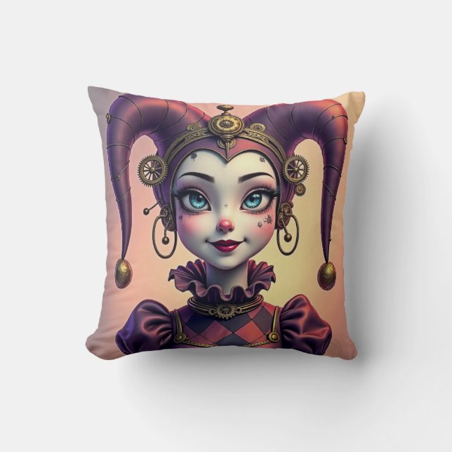Steampunk Harlequin Throw Pillow (Front)