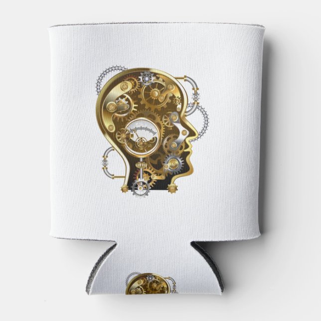 Steampunk Head with Manometer Can Cooler (Front)