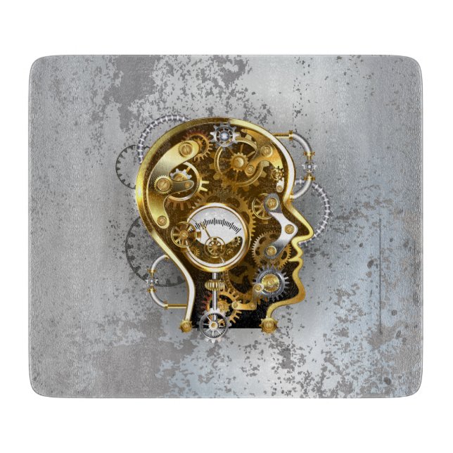 Steampunk head with manometer cutting board (Front)