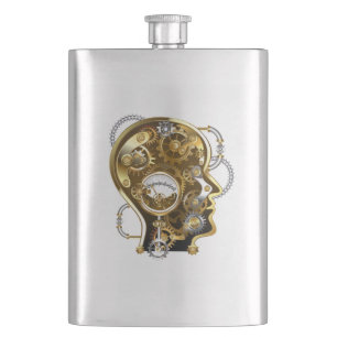 Steampunk head with manometer hip flask