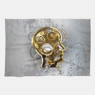Steampunk head with manometer kitchen towel