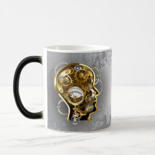 Steampunk head with manometer magic mug