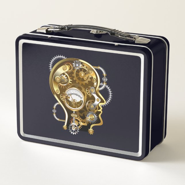 Steampunk head with manometer metal lunch box (Back)