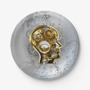 Steampunk head with manometer paper plate